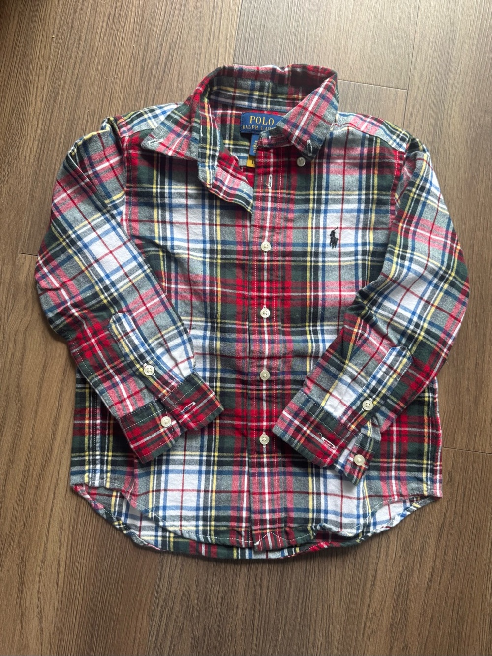Polo by Ralph Lauren Kids Red Navy Plaid Button-Down Shirt size 4